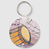 Traditionele Bongo Drum met Muzieknoten Sleutelhanger (Voorkant)