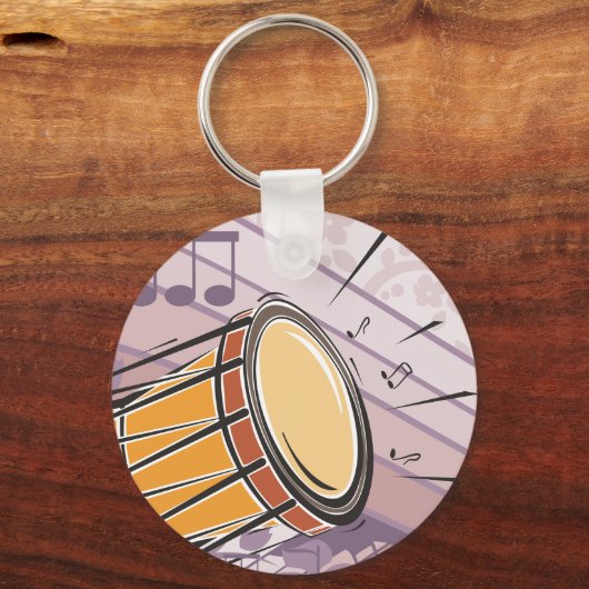 Traditionele Bongo Drum met Muzieknoten Sleutelhanger (Voorkant)