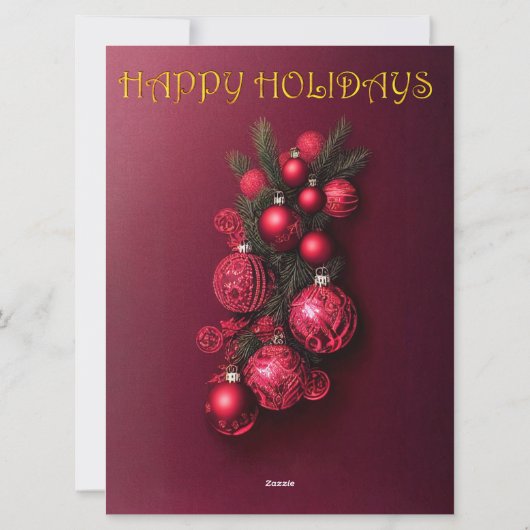 Traditionele Bordeaux Rood en Goud Prettig Kerstda Feestdagenkaart (Achterkant)