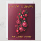 Traditionele Bordeaux Rood en Goud Prettig Kerstda Feestdagenkaart (Voorkant)