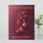 Traditionele Bordeaux Rood en Goud Prettig Kerstda Feestdagenkaart (Staand voorkant)