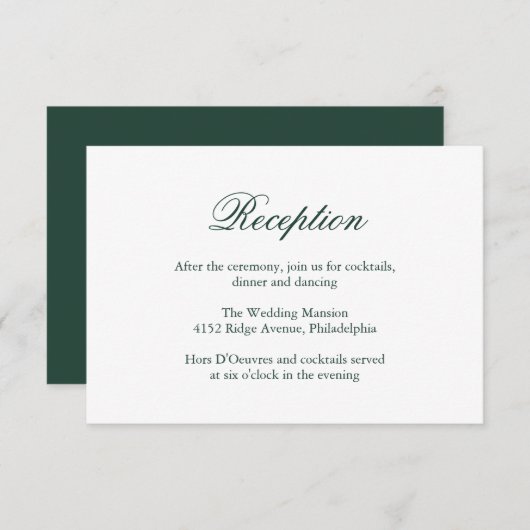Traditionele Bos Groene Formele Elegante Huwelijk Informatiekaartje (Voorkant / Achterkant)