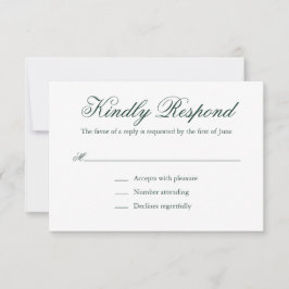 Traditionele Bos Groene Formele Elegante Huwelijk RSVP Kaartje