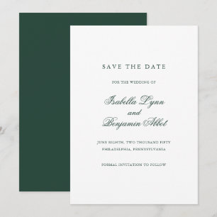 Traditionele Bos Groene Formele Elegante Huwelijk Save The Date
