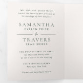 Traditionele bosgroene elegante bruiloft drieluik uitnodiging (Binnenzijde eerst)