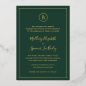 Traditionele bosgroene elegante bruiloft folie uitnodiging (Voorkant)