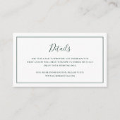 Traditionele bosgroene elegante bruiloft informatiekaartje (Voorkant)