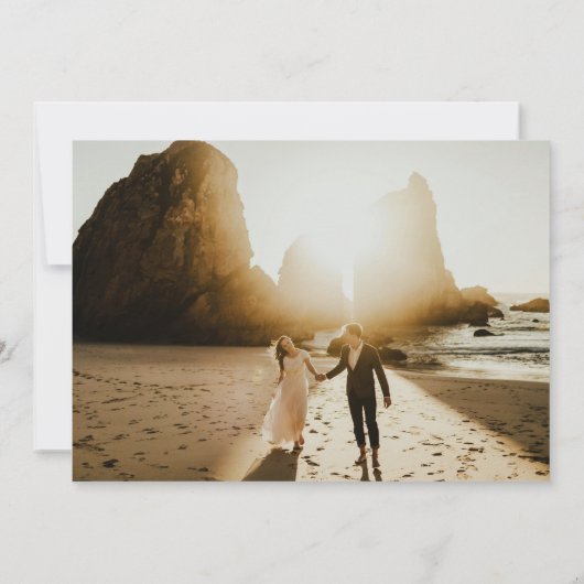 Traditionele bosgroene elegante bruiloft save the date (Achterkant)