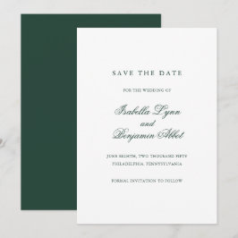 Traditionele bosgroene formele elegante trouw save the date