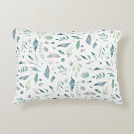 Traditionele Botanische Blad Patroon Blues op Wit Accent Kussen