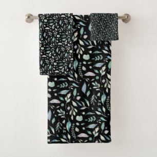 Traditionele Botanische Blad Patroon Blues op Wit Bad Handdoek