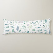 Traditionele Botanische Blad Patroon Blues op Wit Lichaamskussen (Voorkant)