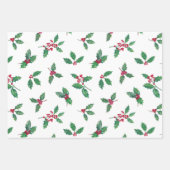 Traditionele Botanische Kerst Holly Branches Inpakpapier Vel (Voorkant)