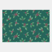 Traditionele Botanische Kerst Holly Branches Inpakpapier Vel (Voorkant 2)