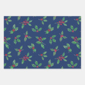 Traditionele Botanische Kerst Holly Branches Inpakpapier Vel (Voorkant)