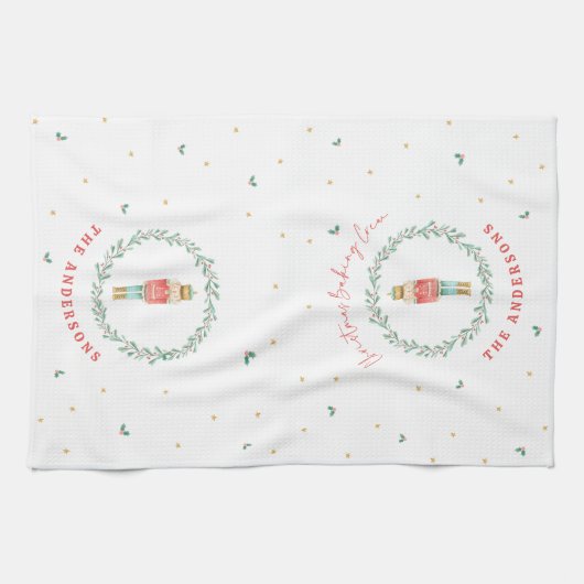 Traditionele botanische kerstkerst met voedingskra theedoek (Horizontaal)