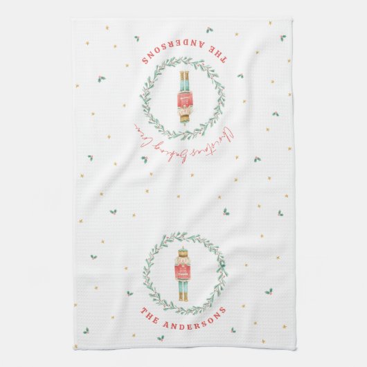 Traditionele botanische kerstkerst met voedingskra theedoek (Verticaal)