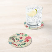 Traditionele Botanische Kerstmis (beige) Ronde Kartonnen Onderzetter (Insitu)