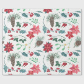 Traditionele Botanische Kerstmis Cadeaupapier (Vlak)