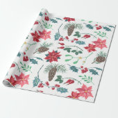 Traditionele Botanische Kerstmis Cadeaupapier (Uitgerold)