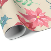Traditionele Botanische Kerstmis Cadeaupapier (Rol Hoek)