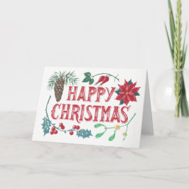 Traditionele Botanische Kerstmis Feestdagen Kaart