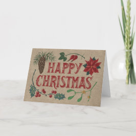 Traditionele Botanische Kerstmis Feestdagen Kaart