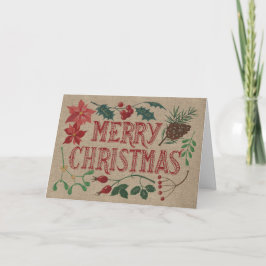 Traditionele Botanische Kerstmis Feestdagen Kaart
