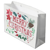 Traditionele Botanische Kerstmis Groot Cadeauzakje (Achterkant Gekanteld)