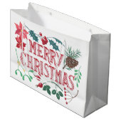 Traditionele Botanische Kerstmis Groot Cadeauzakje (Voorkant Gekanteld)