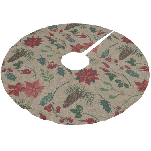 Traditionele Botanische Kerstmis Kerstboom Rok (Gekanteld)