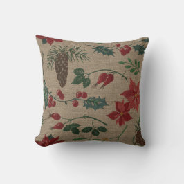 Traditionele Botanische Kerstmis Kussen