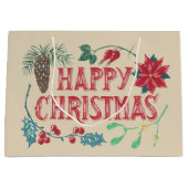 Traditionele Botanische Kerstmis Large Cadeautasje (Voorkant)