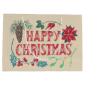 Traditionele Botanische Kerstmis Large Cadeautasje (Achterkant)