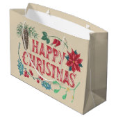 Traditionele Botanische Kerstmis Large Cadeautasje (Achterkant Gekanteld)