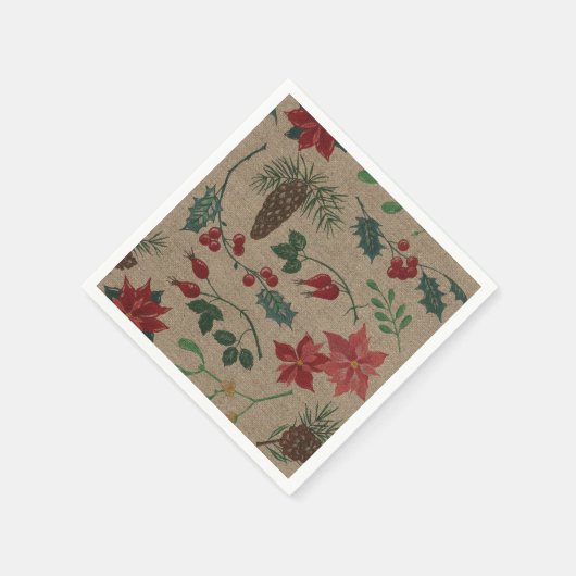 Traditionele Botanische Kerstmis Servetten (Hoek)
