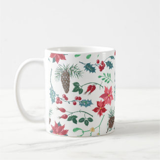 Traditionele Botanische Kerstmis (wit) Koffiemok