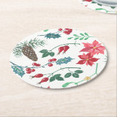 Traditionele Botanische Kerstmis (wit) Ronde Kartonnen Onderzetter (Gebogen)