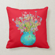 Traditionele Bouquet Turquoise Vase op Red
