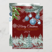 Traditionele Bourgogne Rustieke Winter Kerstmis Feestdagenkaart (Voorkant / Achterkant)