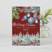 Traditionele Bourgogne Rustieke Winter Kerstmis Feestdagenkaart (Staand voorkant)