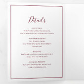 Traditionele Bourgondische elegante bruiloft Drieluik Uitnodiging (Binnenzijde eerst)