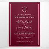 Traditionele Bourgondische elegante bruiloft Drieluik Uitnodiging (Binnenkant midden)