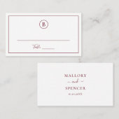 Traditionele Bourgondische elegante bruiloft Plaatskaartje (Voorkant / Achterkant)