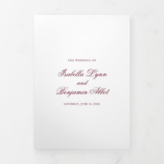 Traditionele Bourgondische formele elegante bruilo Drieluik Uitnodiging (Cover)