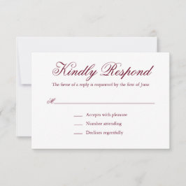 Traditionele Bourgondische formele elegante bruilo RSVP Kaartje
