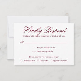 Traditionele Bourgondische formele elegante bruilo RSVP Kaartje