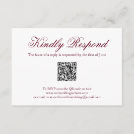 Traditionele Bourgondische formele QR-code bruilof RSVP Kaartje