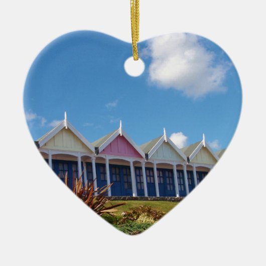 Traditionele Britse strandhuisjes Keramisch Ornament (Voorkant)