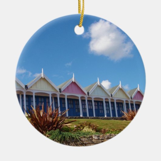 Traditionele Britse strandhuisjes Keramisch Ornament (Voorkant)